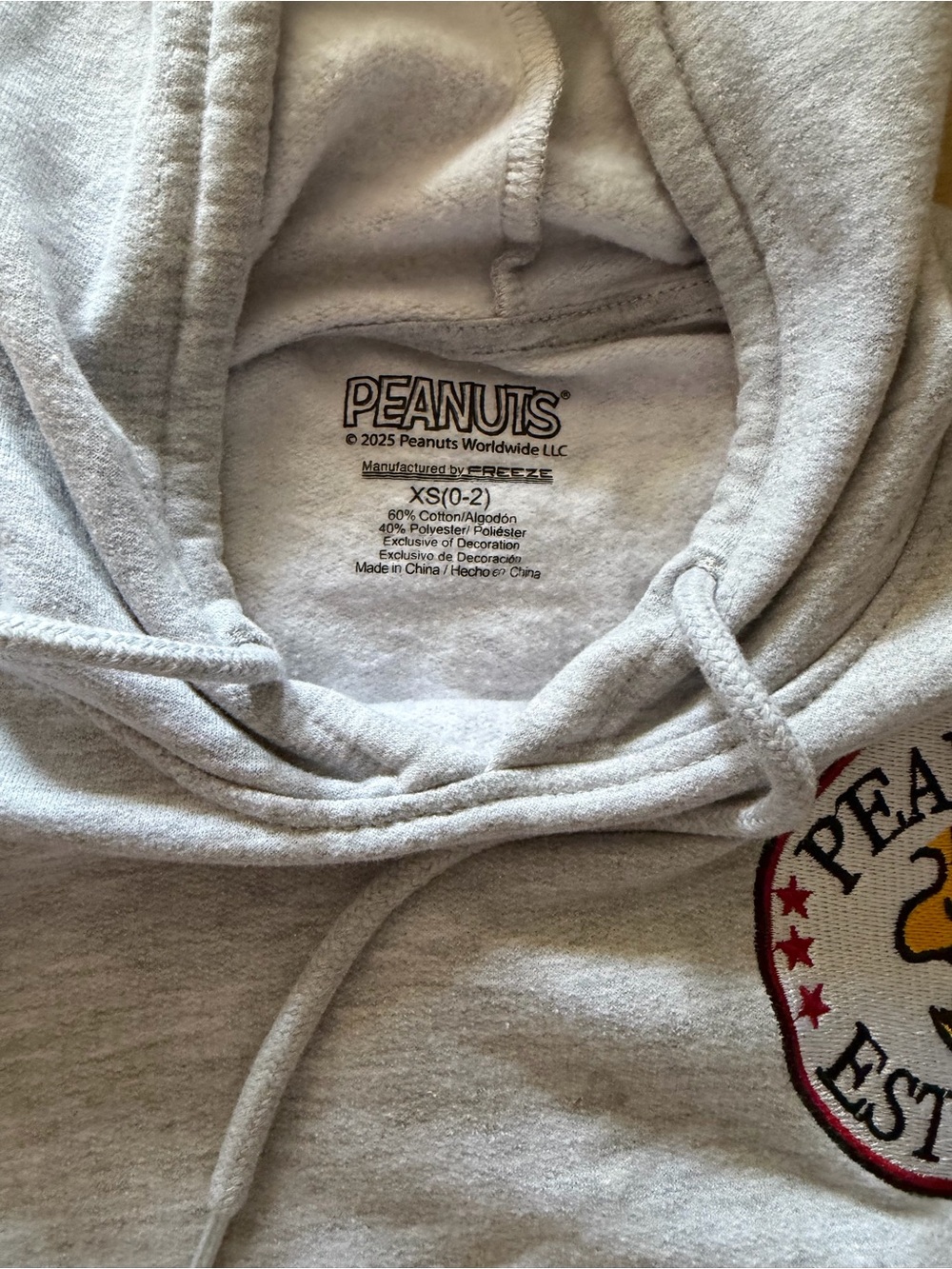 Grey snoopy hoodie embroidered logo - Picture 5 of 6